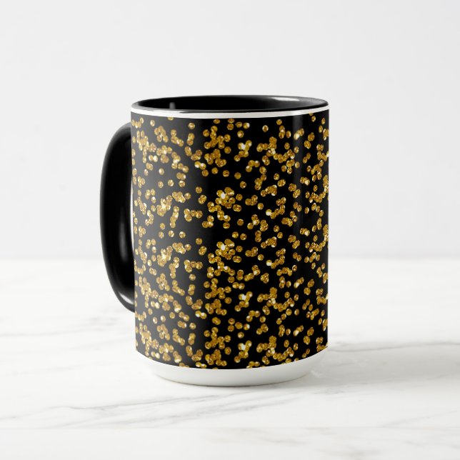 Gold Glitzer Confetti und Black Tasse (Vorderseite Links)
