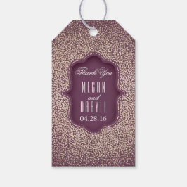 Gold Glitzer Confetti Vintag Plum Wedding Geschenkanhänger