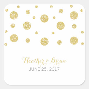 Gold Glitzer Confetti Wedding Stickers