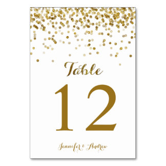 Gold Glitzer Confetti Wedding Tischnummer Cards