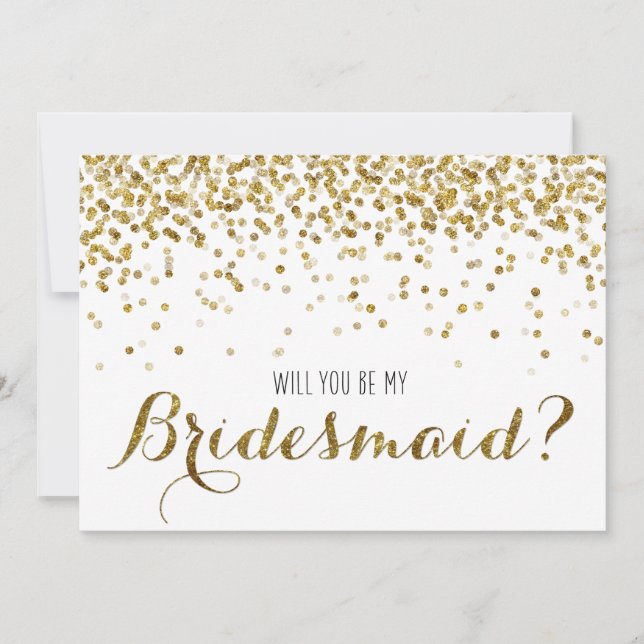 Gold Glitzer Confetti Werden Sie meine Bridesmaid Einladung (Vorderseite)