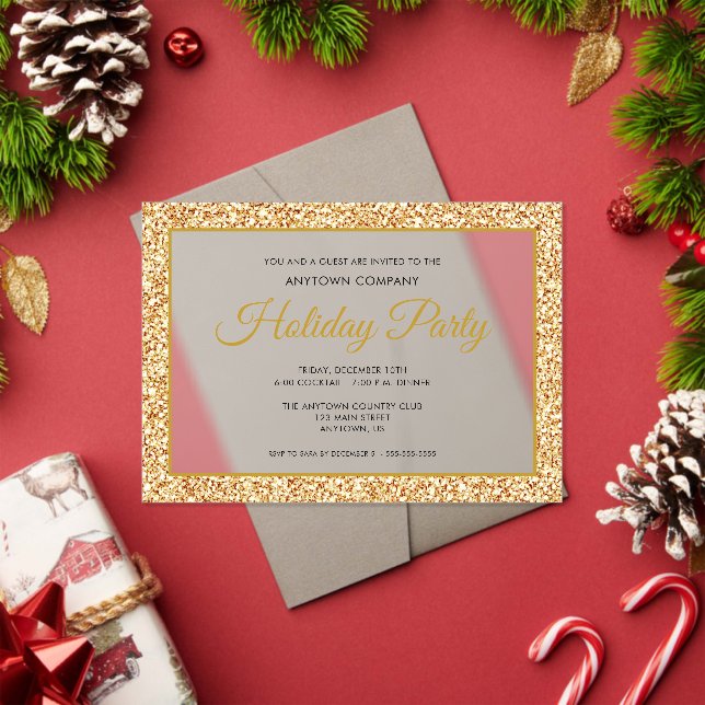 Gold Glitzer Corporate Holiday Party Mattiert Acryleinladungen (Insitu (Feiertag))