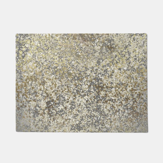 Gold Glitzer Crackle Modern Chic Glam Sparkle Fußmatte (Vorderseite)