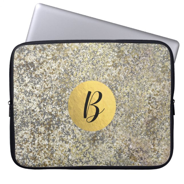 Gold Glitzer Crackle Modern Chic Glam Sparkle Laptopschutzhülle (Vorderseite)