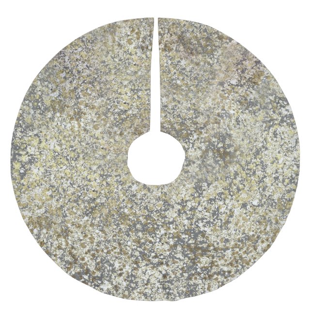 Gold Glitzer Crackle Modern Chic Glam Sparkle Polyester Weihnachtsbaumdecke (Vorderseite)