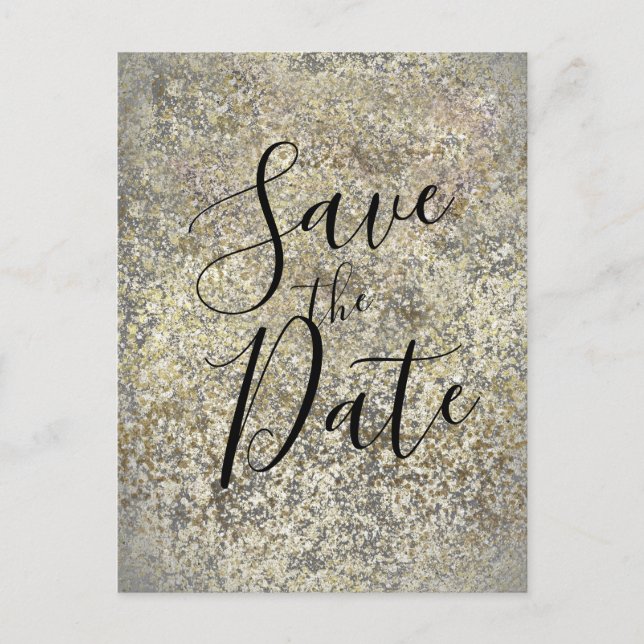 Gold Glitzer Crackle Moderner Chic Save the Date Ankündigungspostkarte (Vorderseite)