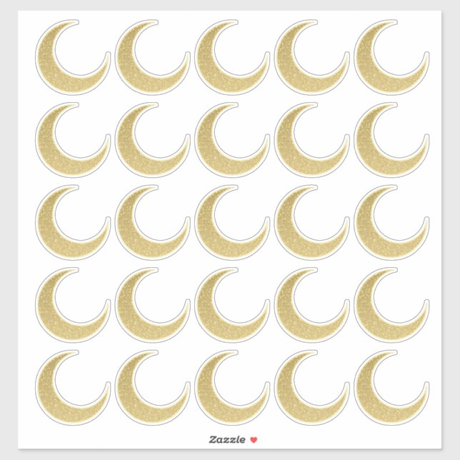 Gold Glitzer Crescent Moon Aufkleber Set (Blatt)