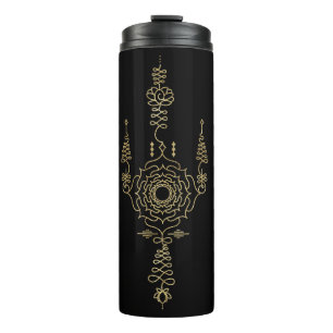*~* Gold Glitzer Crown Chakra Totem BLACK Thermosbecher