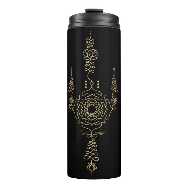 *~* Gold Glitzer Crown Chakra Totem BLACK Thermosbecher (Vorderseite)