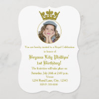 Gold Glitzer Crown Royal Birthday Foto Einladung