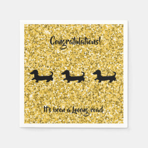 Gold Glitzer Dackel Paper Napkins Serviette
