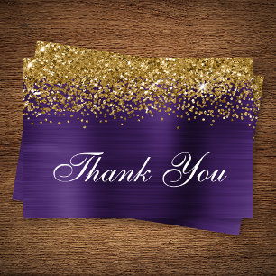 Gold Glitzer Dark Violet Lila Ombre Foil Dankeskarte