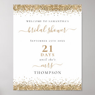 Gold Glitzer Days to Wedding Welcome Brautparty Poster