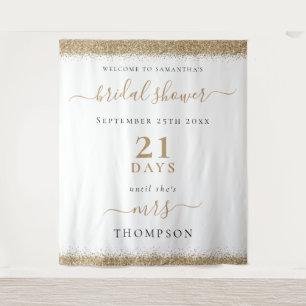 Gold Glitzer Days to Wedding Welcome Brautparty Wandteppich