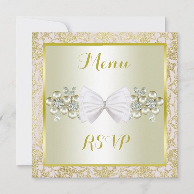 Gold-Glitzer, Diamond-Floral-Gemische und Bow-Menü (Vorderseite)