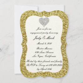 Gold Glitzer Diamond Heart Engagement Party einlad Einladung