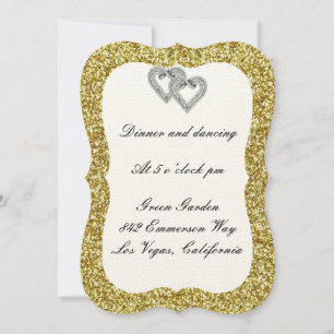 Gold Glitzer Diamond Hearts Empfang Card Einladung