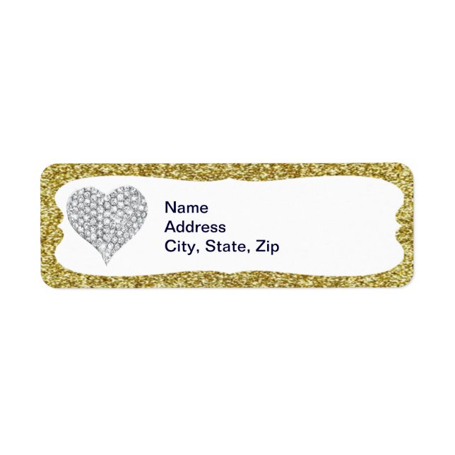 Gold Glitzer Diamond Herd Address Labels (Vorne)