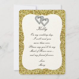 Gold Glitzer Diamond Trauzeugin Card Einladung