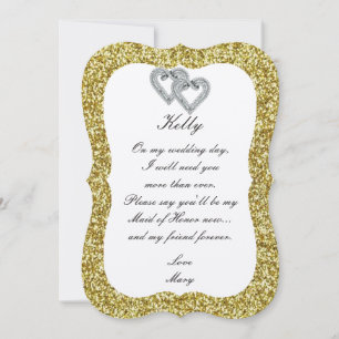 Gold Glitzer Diamond Trauzeugin Card Einladung
