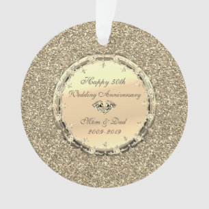 Gold Glitzer Diamonds 50. Hochzeitstag Ornament