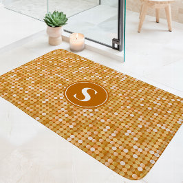 Gold Glitzer Disco Ball Monogram Badematte