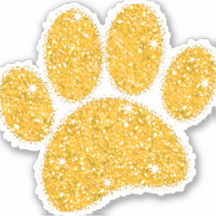 Gold Glitzer Dog Pawprint Aufkleber