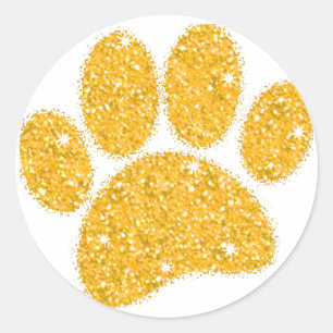 Gold Glitzer Dog Pawprint Runder Aufkleber