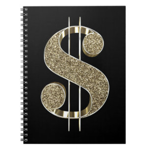 Gold-Glitzer-Dollarkurs Notizblock