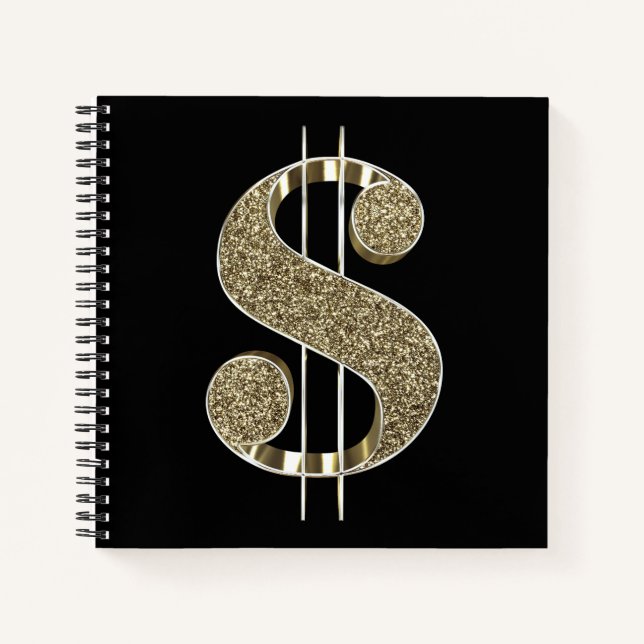 Gold-Glitzer-Dollarkurs Notizbuch (Vorderseite)