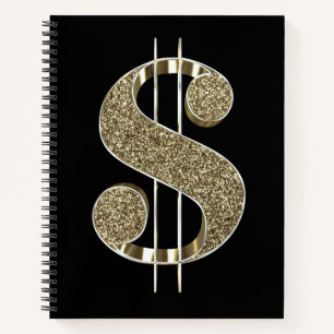 Gold-Glitzer-Dollarkurs Notizbuch