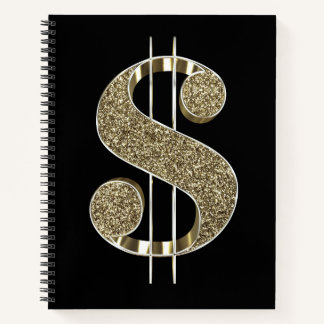 Gold-Glitzer-Dollarkurs Notizbuch