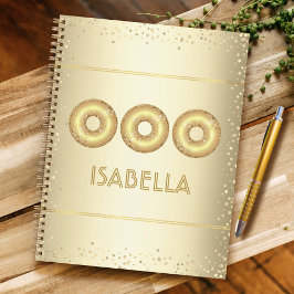 Gold Glitzer Donuts fett moderne Girl-Spaß-Name Notizbuch