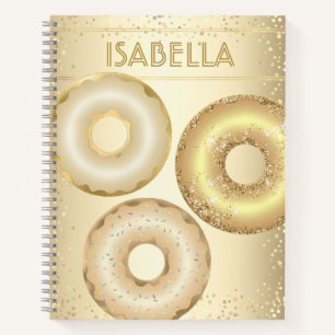 Gold Glitzer Donuts moderne Glam mädchen Name Notizbuch