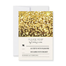 Gold Glitzer dots Vintage Hochzeit RSVP Karten