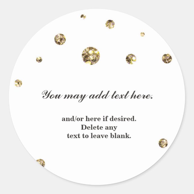 Gold Glitzer Dots White Wedding Bridal Sticker (Vorderseite)