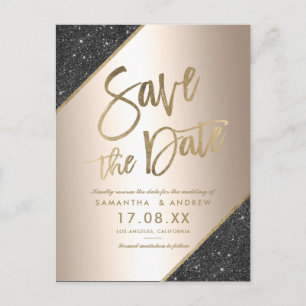 Gold-Glitzer-Drehbuch schwarz-metallisch Save the Ankündigungspostkarte
