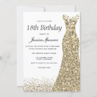 Gold Glitzer Dress Womans 18. Geburtstagsparty