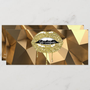 Gold Glitzer Drilling Lips Makeup Geschenkgutschei Einladung