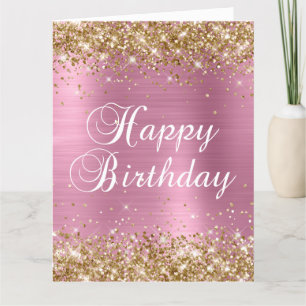 Gold Glitzer Dusty Pink Big Happy Geburtstag Karte