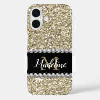 Gold Glitzer Edelsteine mit Name und Mongram