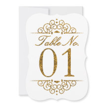 Gold Glitzer Effect Wedding Tischnummer Card (01)