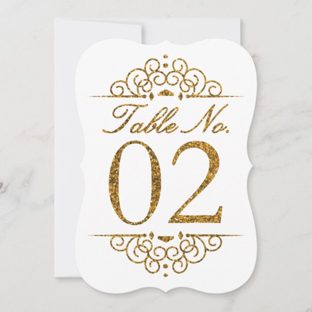 Gold Glitzer Effect Wedding Tischnummer Card (02) (Vorderseite)
