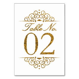 Gold Glitzer Effect Wedding Tischnummer Card (02)