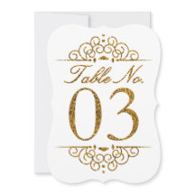 Gold Glitzer Effect Wedding Tischnummer Card (03)