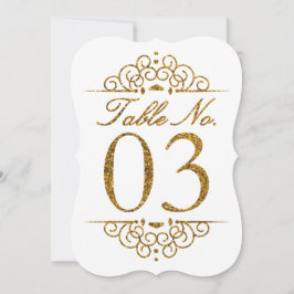 Gold Glitzer Effect Wedding Tischnummer Card (03)