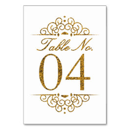 Gold Glitzer Effect Wedding Tischnummer Card (04)