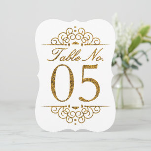 Gold Glitzer Effect Wedding Tischnummer Card (05)