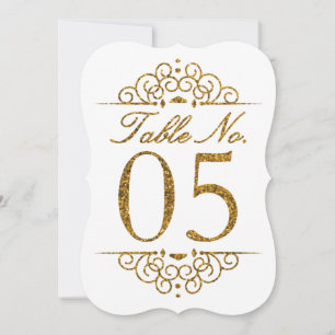 Gold Glitzer Effect Wedding Tischnummer Card (05)