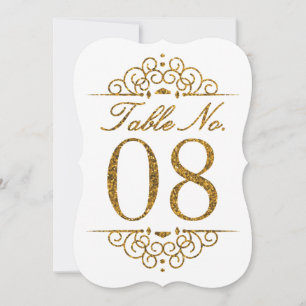 Gold Glitzer Effect Wedding Tischnummer Card (08)